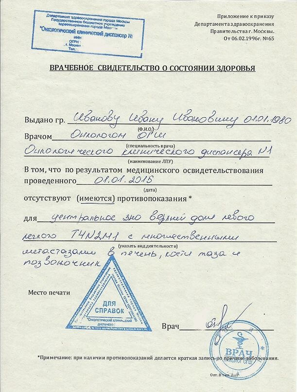 Купить справку из онкологического диспансера в Москве Купить справку из онкологического диспансера в Москве